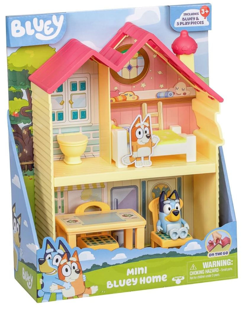 Mini Casa de Juegos con Figura de 2.5" y 5 Accesorios, Juguetes de Casa de Juegos de 3 Habitaciones con Asa de Transporte, Juguete de Viaje Compacto