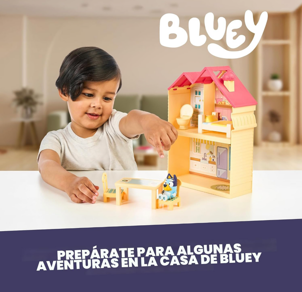 Mini Casa de Juegos con Figura de 2.5" y 5 Accesorios, Juguetes de Casa de Juegos de 3 Habitaciones con Asa de Transporte, Juguete de Viaje Compacto