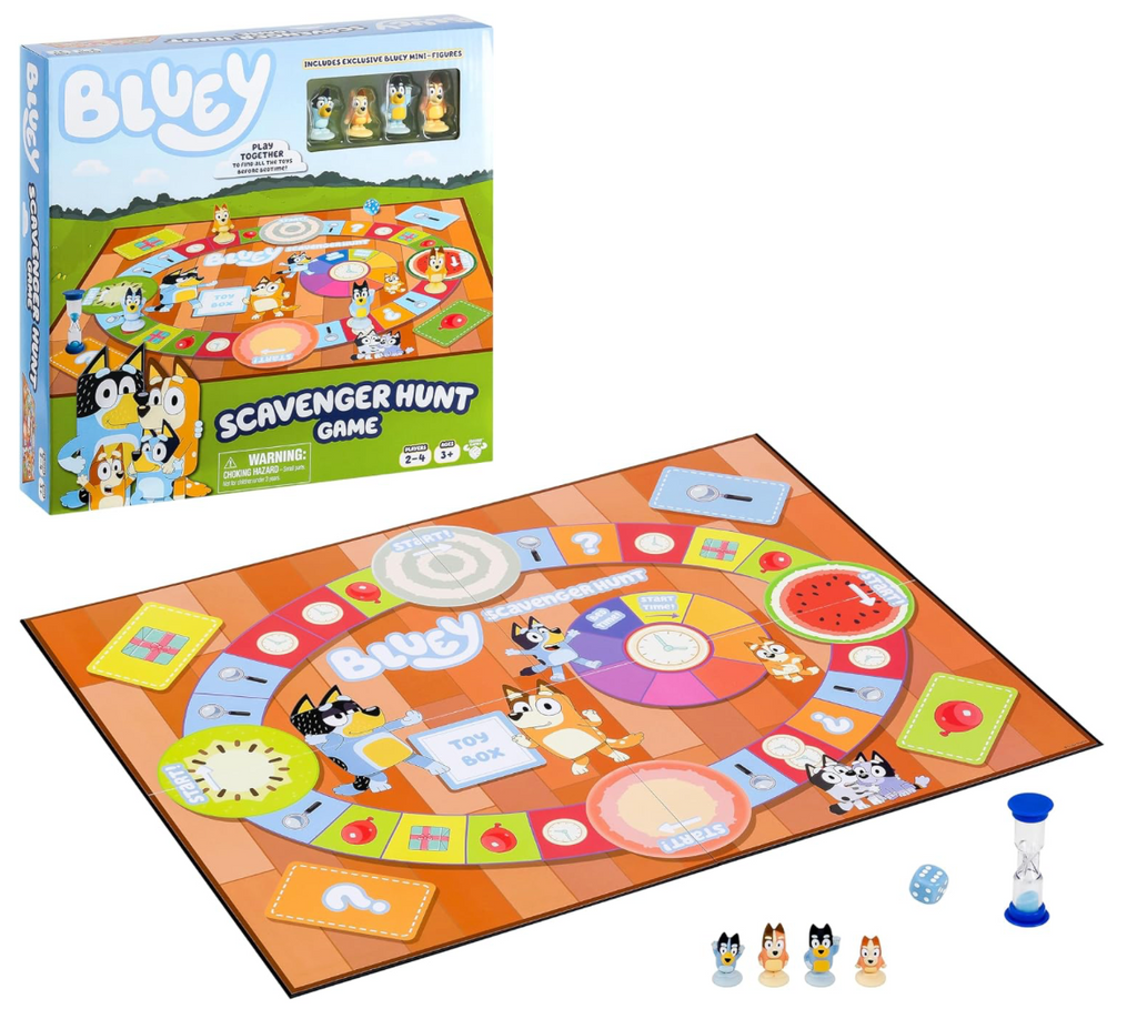 Juego de mesa de búsqueda del tesoro de Bluey, juego cooperativo con 4 mini-figuras exclusivas, juguetes educativos para niños de 5 años en adelante, divertido juego de recolección de fichas