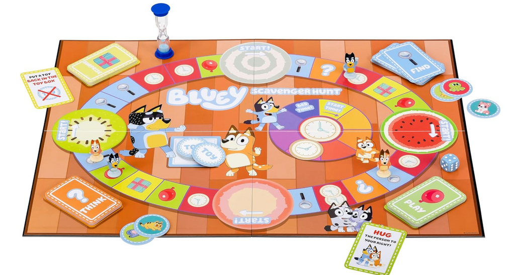 Juego de mesa de búsqueda del tesoro de Bluey, juego cooperativo con 4 mini-figuras exclusivas, juguetes educativos para niños de 5 años en adelante, divertido juego de recolección de fichas