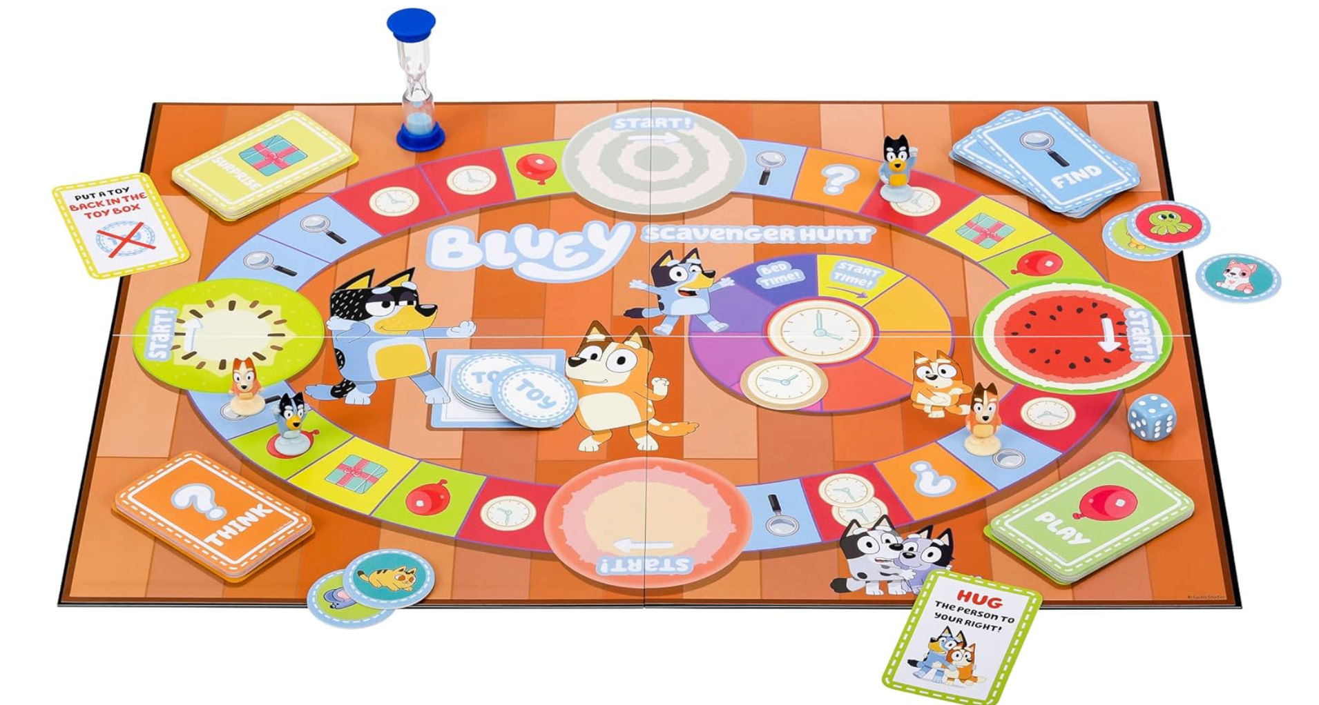 Juego de mesa de búsqueda del tesoro de Bluey, juego cooperativo con 4 mini-figuras exclusivas, juguetes educativos para niños de 5 años en adelante, divertido juego de recolección de fichas