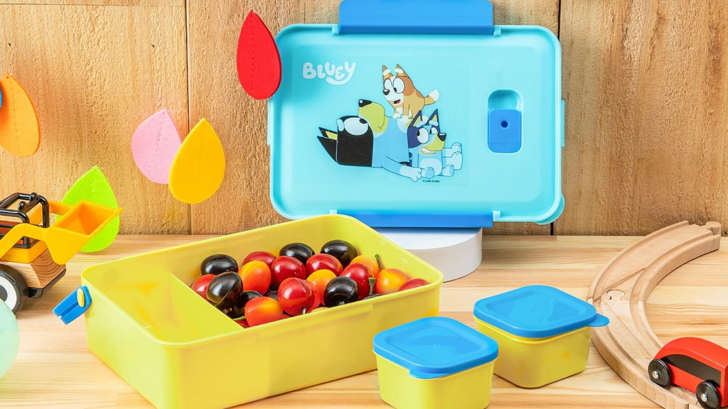 Zak diseño Bluey - Caja Bento de plástico reutilizable con sello a prueba de fugas, asa de transporte, ventilación de vapor para microondas y recipientes individuales para el almuerzo de los niños