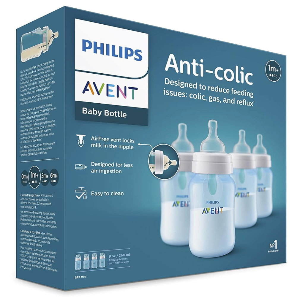 Avent Classic,  Set de 4 biberones de 9 onz. con tetina no. 2