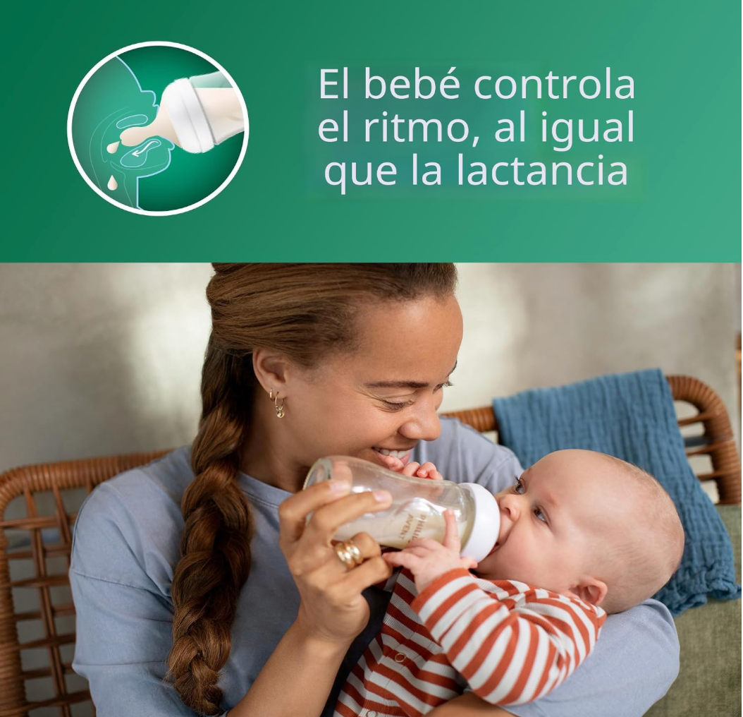 Avent Natural Reponse 3.0 Set de 4 biberones de 8 onz. de vidrio con tetina no. 3