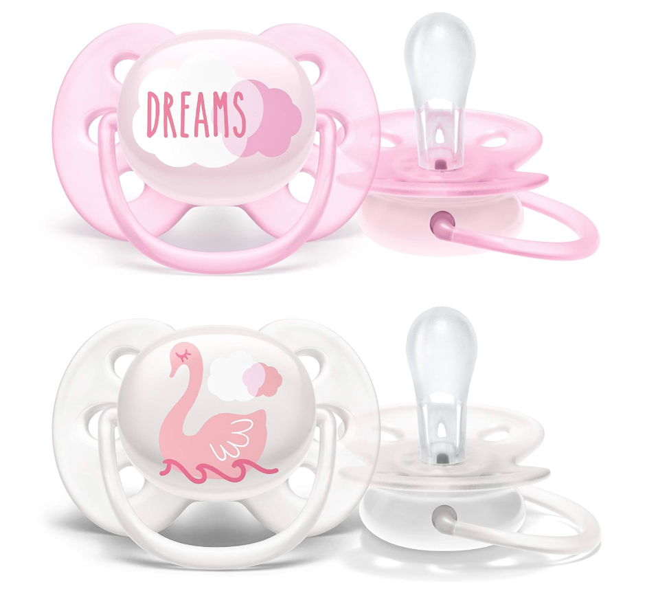 Philips Avent, Duo  Chupetes ultra suaves, diseño ortodóntico, para bebés de 0 a 6 meses, escudo flexible, pezón simétrico de silicona, sin BPA