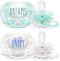 Philips Avent, Duo  Chupetes ultra suaves, diseño ortodóntico, para bebés de 0 a 6 meses, escudo flexible, pezón simétrico de silicona, sin BPA