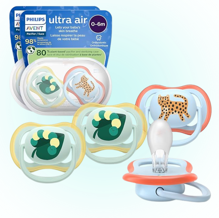 Philips Avent, Duo  Chupetes ultra suaves, diseño ortodóntico, para bebés de 0 a 6 meses, escudo flexible, pezón simétrico de silicona, sin BPA