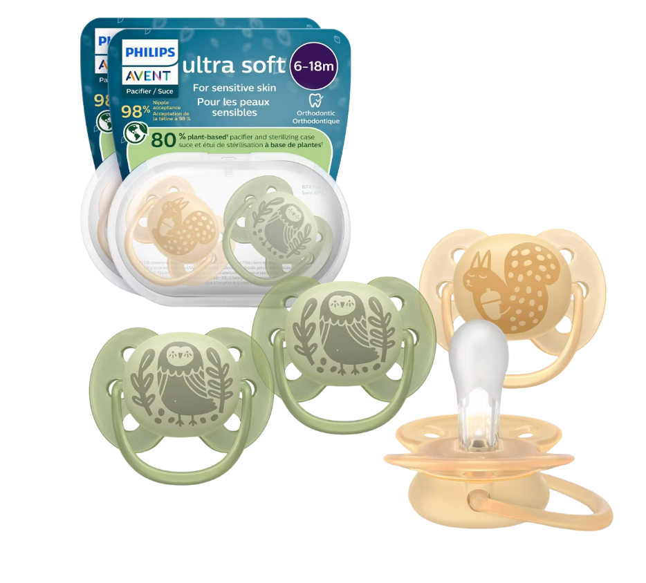 Philips Avent, Duo  Chupetes ultra suaves, diseño ortodóntico, para bebés de 6 a 18 meses, escudo flexible, pezón simétrico de silicona, sin BPA