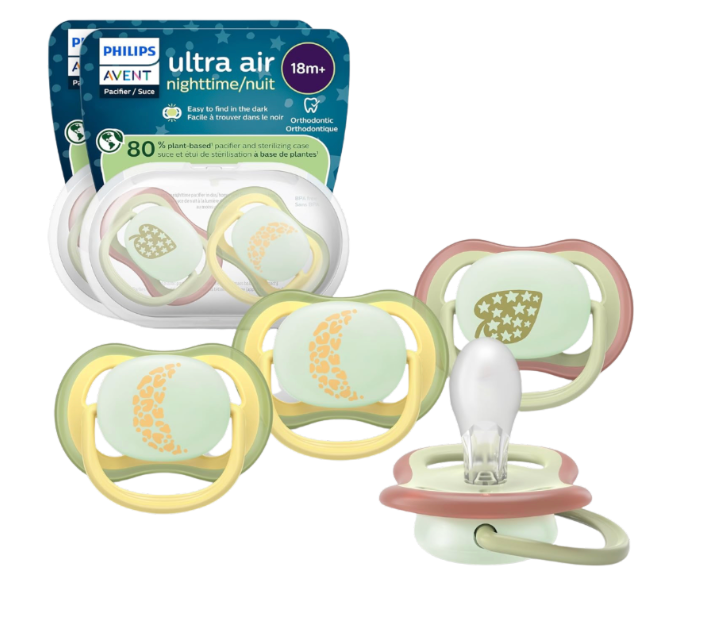 Philips Avent, Duo  Chupetes ultra suaves, diseño ortodóntico, para bebés de 18 meses, escudo flexible, pezón simétrico de silicona, sin BPA
