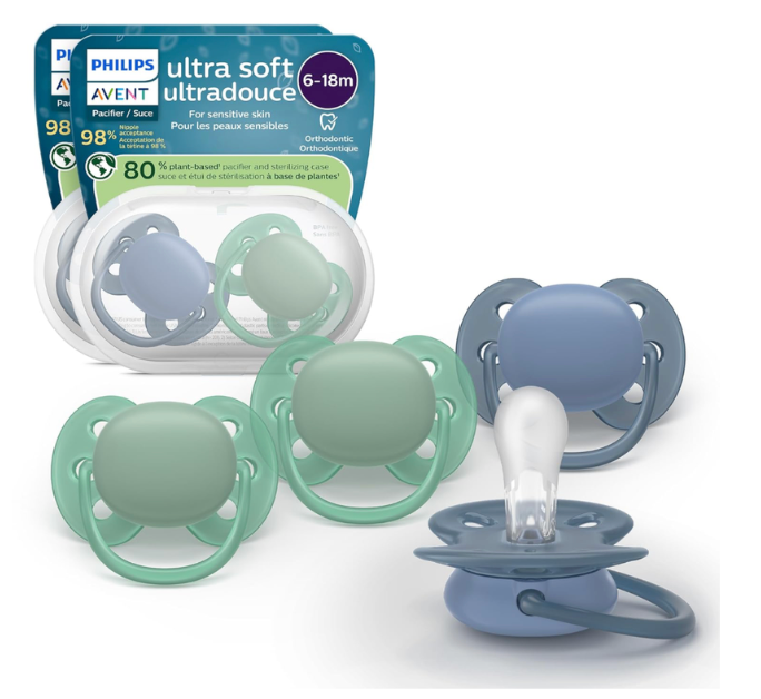 Philips Avent, Duo  Chupetes ultra suaves, diseño ortodóntico, para bebés de 6 a 18 meses, escudo flexible, pezón simétrico de silicona, sin BPA