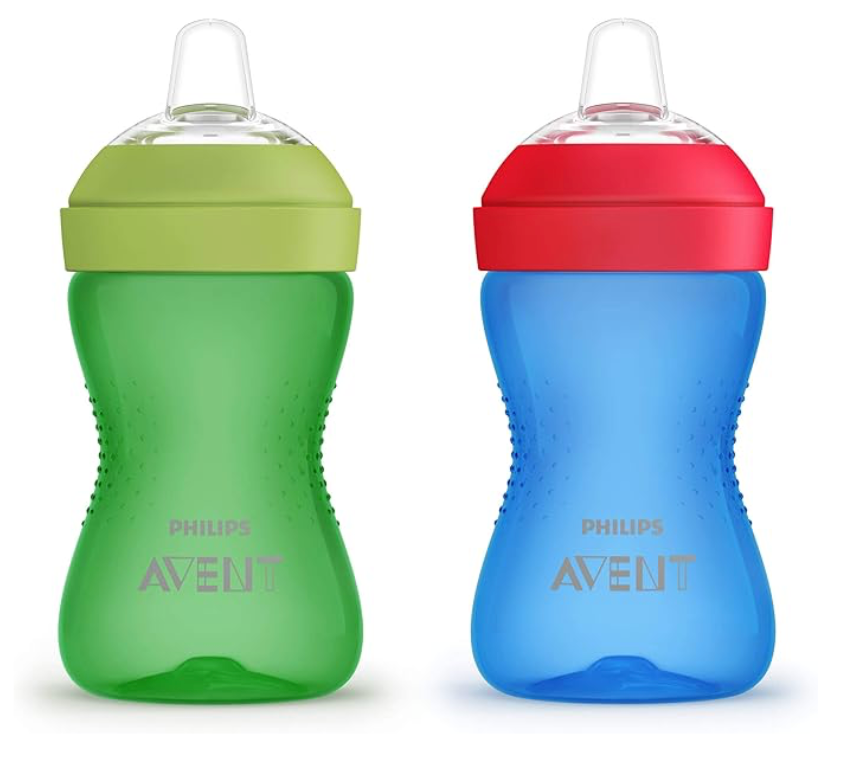 Philips Avent, Vaso con boquilla suave y diseño a prueba de fugas, Azul/Verde, 10 onzas, 2 unidades