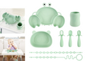 Set de alimentación para bebés de silicona, color verde