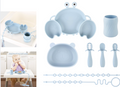 Set de alimentación para bebés de silicona, color celeste