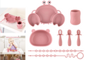 Set de alimentación para bebés de silicona, color rosado
