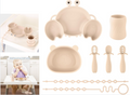 Set de alimentación para bebés de silicona, color beige